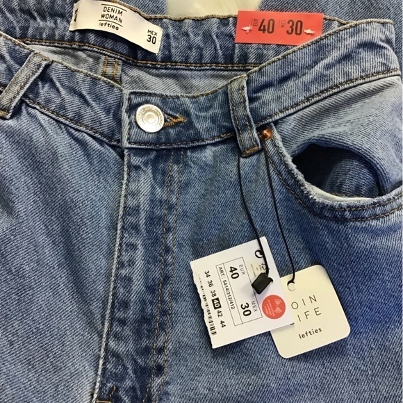 LEFTIES Denim Collection High Rise Wide Leg Full Length 100% Cotton Jeans NWT - Picture 5 of 16